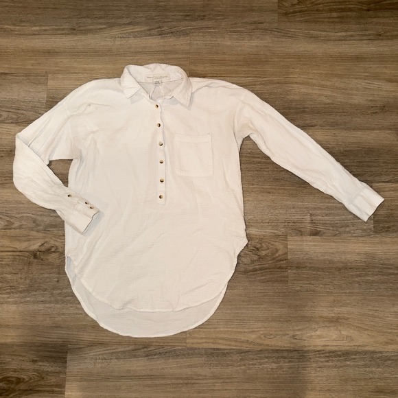Pilcro and the Letterpress Tops - Pilcro and the Letterpress Anthropologie White Textured Cotton Tunic XS White